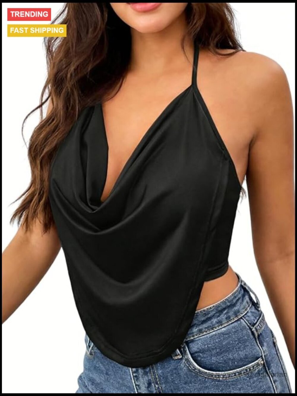 Sleeveless Cropped Halter Top Plunging Backless Rave Party Shirts